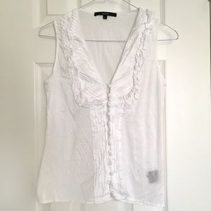 GUCCI White Ruffle Sleeveless Top